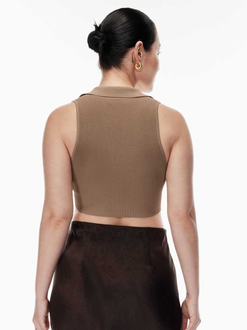 Aritzia Babaton Sculpt Knit Collared Cropped Tank Medium - Picture 2 of 2